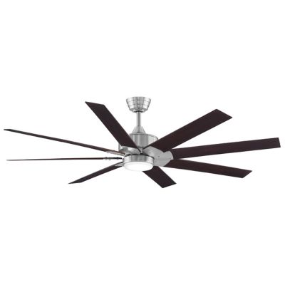 Fanimation Levon DC Ceiling Fan - Color: Nickel - Blade Color: Dark Walnut 