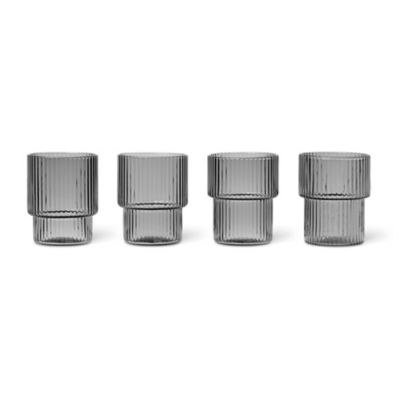ferm LIVING Ripple Small Glasses - Set of 4 - Color: Grey - 100478112