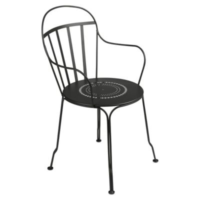 Fermob Louvre Stacking Arm Chair Set of 2 - Color: Black - 080242