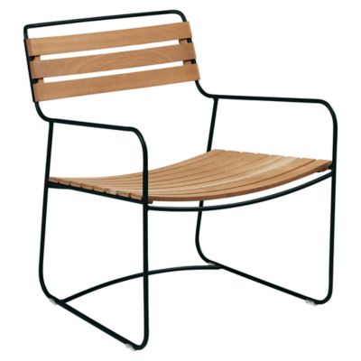 Fermob Surprising Teak Low Armchair - Color: Black - 124442