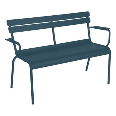 Fermob Luxembourg Garden Arm Bench - Color: Blue - 411621