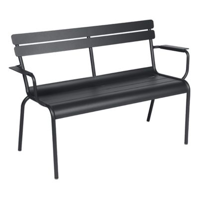 Fermob Luxembourg Garden Arm Bench - Color: Black - 411647