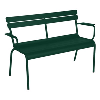 Fermob Luxembourg Garden Arm Bench - Color: Green - 411602