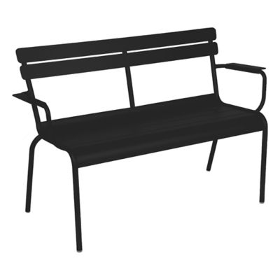 Fermob Luxembourg Garden Arm Bench - Color: Black - 411642