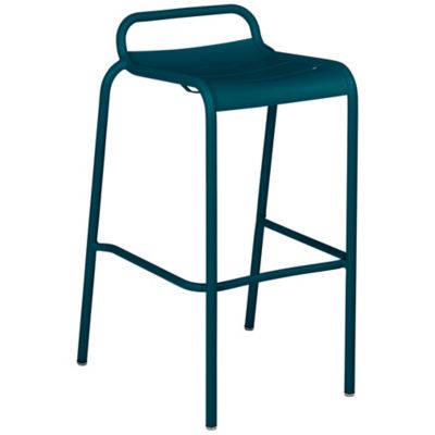 Fermob Luxembourg Barstool with Low Back - Set of 2 - Color: Blue - 411221