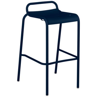 Fermob Luxembourg Barstool with Low Back - Set of 2 - Color: Blue - 411292