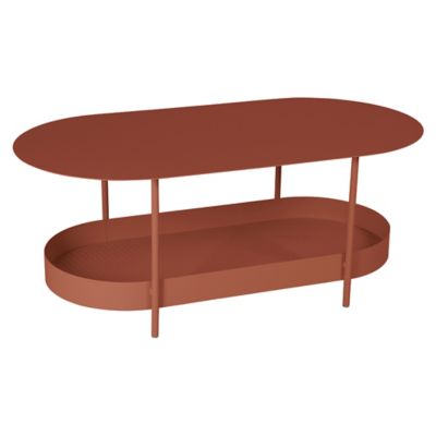 FRM2551344 Fermob Salsa Oval Low Table - Color: Red - 327120 sku FRM2551344