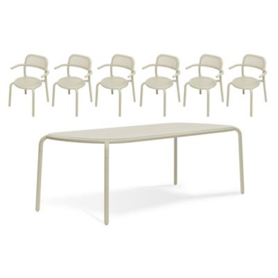 Fatboy Toni Tablo Outdoor Dining Table Set with 6 Armchairs - Color: Cream 