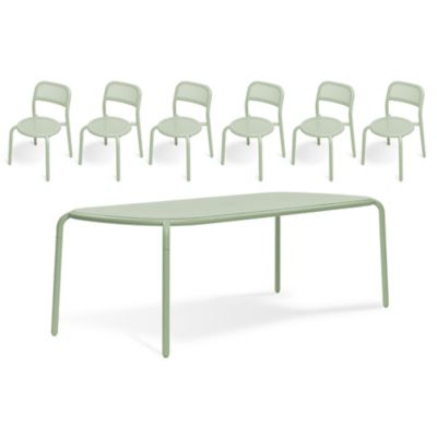 Fatboy Toni Tablo Outdoor Dining Table Set with 6 Sidechairs - Color: Green