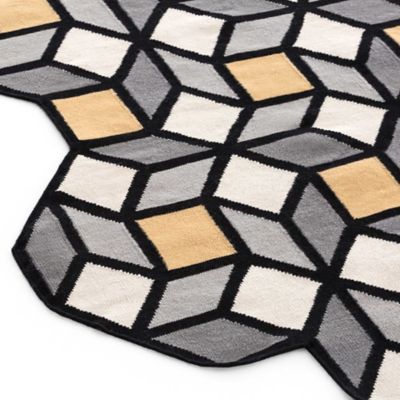 Gan Rugs Kilim Parquet Rhombus Rug - Color: Grey - Size: 6 Ft. 5 In. X 10 F