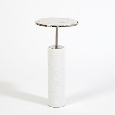 Global Views Cored Tall Marble Table - Color: Silver - 9.93070