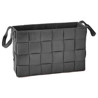 Global Views Soft Woven Leather Basket - Color: Black - Size: Small - 9.937