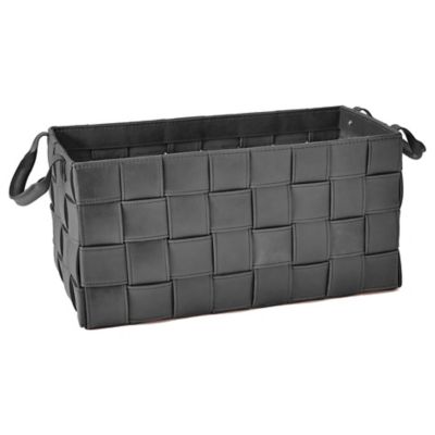 Global Views Soft Woven Leather Basket - Color: Black - Size: Large - 9.937