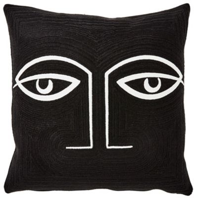 Global Views Two Eye Throw Pillow - Color: Black - 9.93377