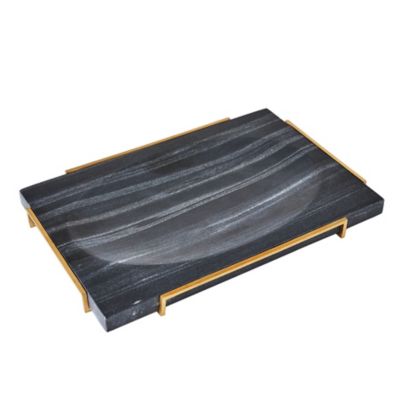 GLV2442026 Global Views Overture Marble Tray - Color: Black - sku GLV2442026