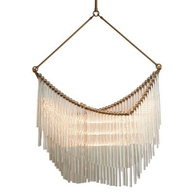 Global Views Draped Glass LED Linear Chandelier Light - Color: Bronze - Si