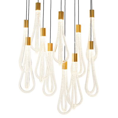 Global Views Layered Raindrop LED Linear Chandelier - Color: Gold - Size: 2