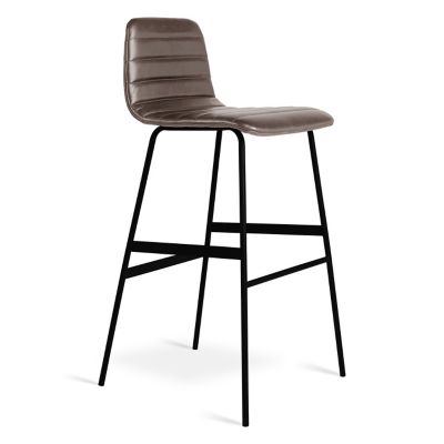 Gus Modern Lecture Upholstered Leather Stool - Color: Grey - Size: Bar - EC