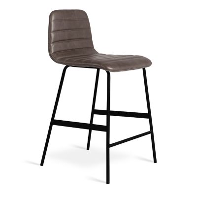 Gus Modern Lecture Upholstered Leather Stool - Color: Grey - Size: Counter 