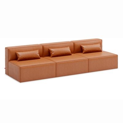 Gus Modern Mix Modular Vegan Leather 3 Piece Armless Sofa - Color: Brown - 