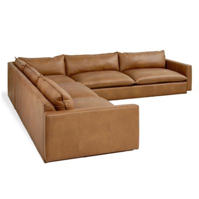 Gus Modern Sola Bi-Sectionala Leather Sofa in Bronze