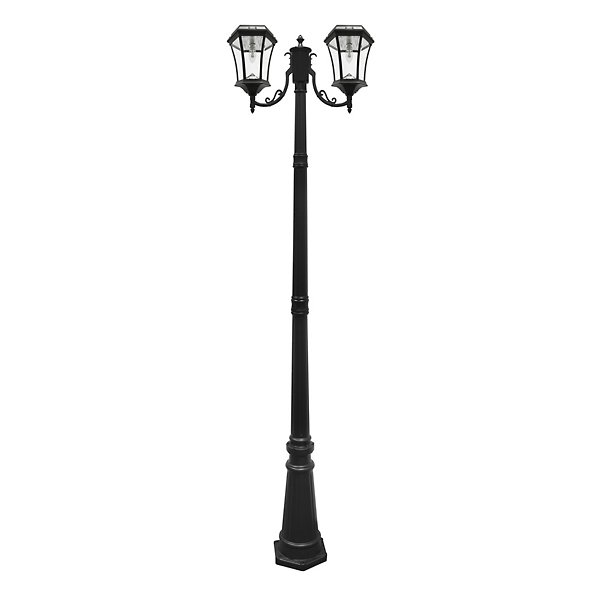 Gama Sonic Victorian Bulb Solar Double Outdoor LED Post Light - Color: Blac
