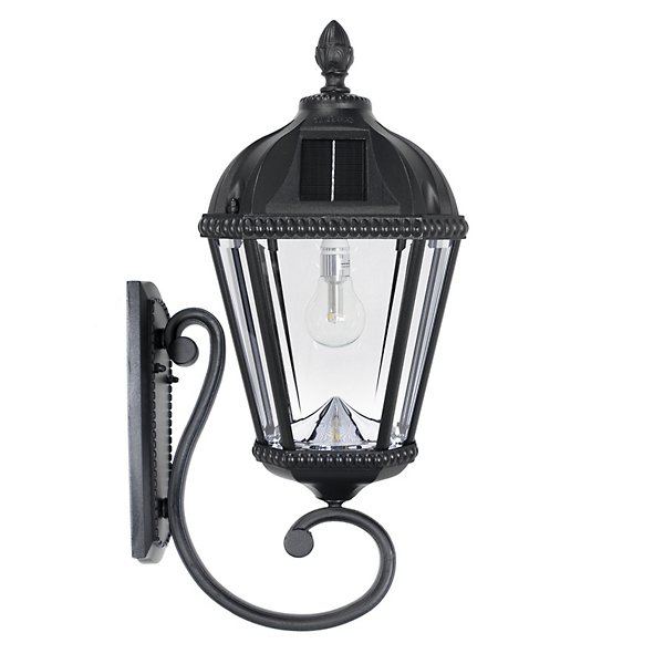 Gama Sonic Royal Bulb Solar LED Outdoor Wall Sconce - Color: Black - Size: 