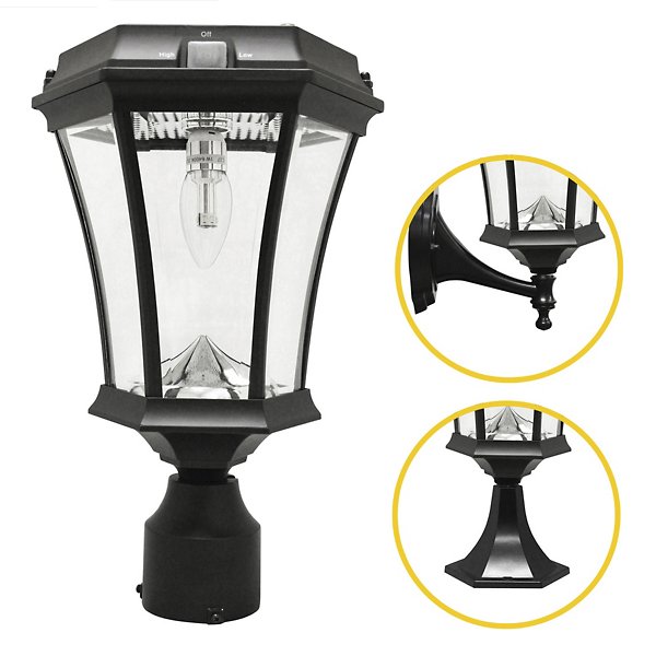 Gama Sonic Victorian Solar LED Wall Sconce / Pier Mount / Post Light - Colo