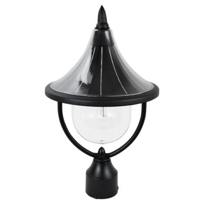 Gama Sonic Plaza Solar LED Post Light / Wall Sconce - Color: Black - Size: 