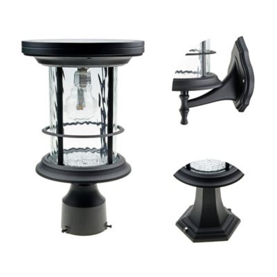 Gama Sonic Silo Solar Outdoor LED Post Light/Wall Sconce - Color: Black - S
