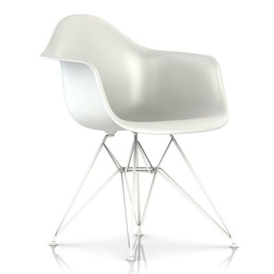 Herman Miller Eames Molded Plastic Armchair With Wire Base - Color: White - DAR.91ZFE9 - Herman Miller Authorized Retailer