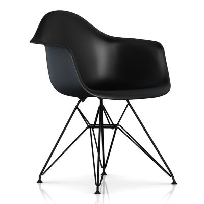 Herman Miller Eames Molded Plastic Armchair With Wire Base - Color: Black - DAR.BKZAE8 - Herman Miller Authorized Retailer
