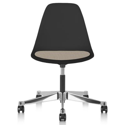 Herman Miller Eames Molded Plastic Task Chair with Upholstered Seat Pad - Color: Black - PSCCP.PZA9249MD - Herman Miller Authorized Retailer