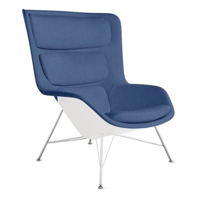 Herman Miller Striad Lounge High Back Chair, Wire Base in Blue - Herman Miller Authorized Retailer