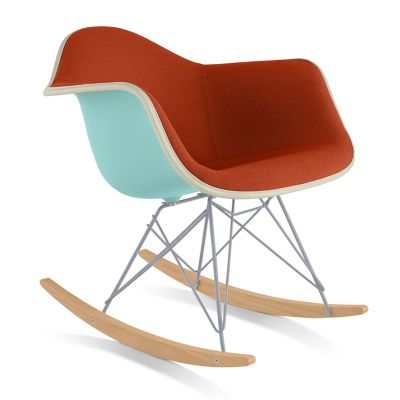 Eames Molded Plastic Armchair with Rocker Base, Upholstered