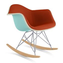 Eames Molded Plastic Armchair with Rocker Base, Upholstered
