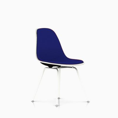 Herman Miller Eames Molded Plastic Side Chair with 4-Leg Base, Upholstered - Color: Blue - DSX.U91ZAZF14A47E8 - Herman Miller Authorized Retailer