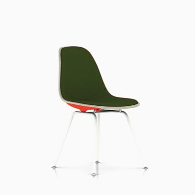 Herman Miller Eames Molded Plastic Side Chair with 4-Leg Base, Upholstered - Color: Green - DSX.U91ZE11114A42E8 - Herman Miller Authorized Retailer