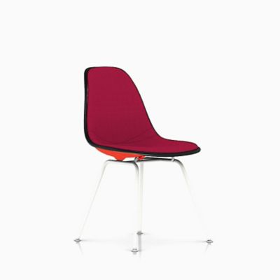 Herman Miller Eames Molded Plastic Side Chair with 4-Leg Base, Upholstered - Color: Pink - DSX.U91ZEBK14A46E9 - Herman Miller Authorized Retailer