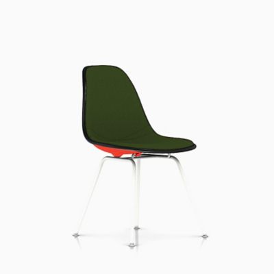 Herman Miller Eames Molded Plastic Side Chair with 4-Leg Base, Upholstered - Color: Green - DSX.U91ZEBK14A42E9 - Herman Miller Authorized Retailer