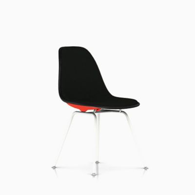 Herman Miller Eames Molded Plastic Side Chair with 4-Leg Base, Upholstered - Color: Black - DSX.U91ZEBK14A20E9 - Herman Miller Authorized Retailer