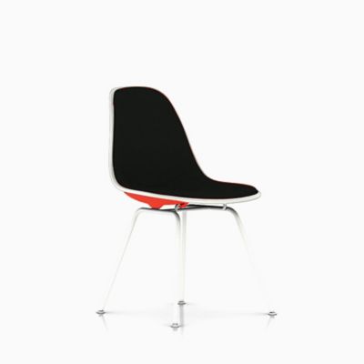 Herman Miller Eames Molded Plastic Side Chair with 4-Leg Base, Upholstered - Color: Black - DSX.U91ZEZF14A20E8 - Herman Miller Authorized Retailer