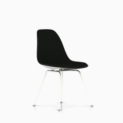 Herman Miller Eames Molded Plastic Side Chair with 4-Leg Base, Upholstered - Color: Black - DSX.U91ZFBK14A20E8 - Herman Miller Authorized Retailer