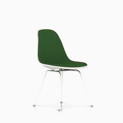 Herman Miller Eames Molded Plastic Side Chair with 4-Leg Base, Upholstered - Color: Green - DSX.U91ZFZF14A38E8 - Herman Miller Authorized Retailer