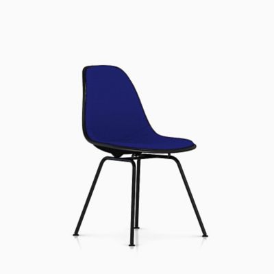 Herman Miller Eames Molded Plastic Side Chair with 4-Leg Base, Upholstered - Color: Blue - DSX.UBKZABK14A47E8 - Herman Miller Authorized Retailer