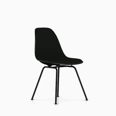 Herman Miller Eames Molded Plastic Side Chair with 4-Leg Base, Upholstered - Color: Black - DSX.UBKZABK14A20E9 - Herman Miller Authorized Retailer