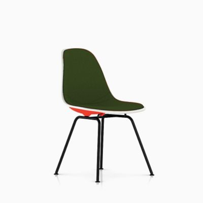 Herman Miller Eames Molded Plastic Side Chair with 4-Leg Base, Upholstered - Color: Green - DSX.UBKZEZF14A42E8 - Herman Miller Authorized Retailer