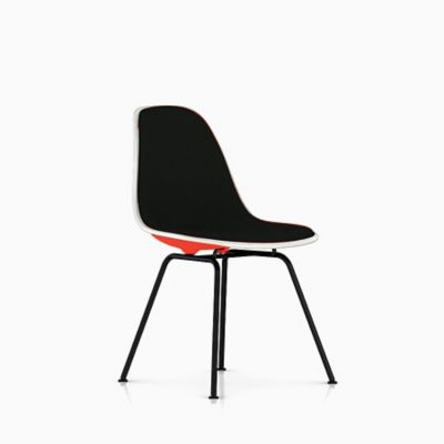 Herman Miller Eames Molded Plastic Side Chair with 4-Leg Base, Upholstered - Color: Black - DSX.UBKZEZF14A20E8 - Herman Miller Authorized Retailer