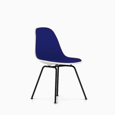 Herman Miller Eames Molded Plastic Side Chair with 4-Leg Base, Upholstered - Color: Blue - DSX.UBKZFZF14A47E9 - Herman Miller Authorized Retailer