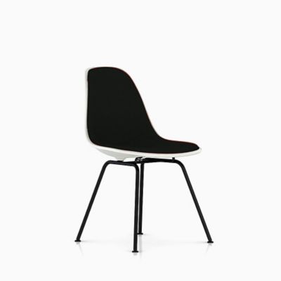 Herman Miller Eames Molded Plastic Side Chair with 4-Leg Base, Upholstered - Color: Black - DSX.UBKZFZF14A20E8 - Herman Miller Authorized Retailer